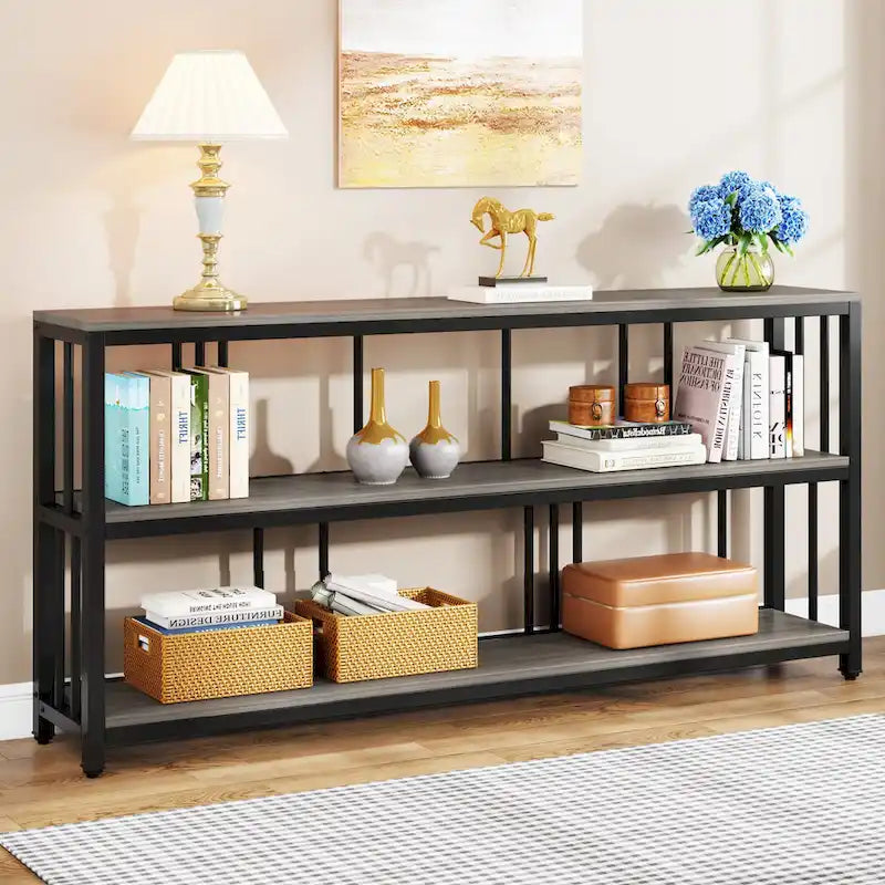 3 Tiers Console Sofa Table, 70  Entryway Hallway Table for Living Room