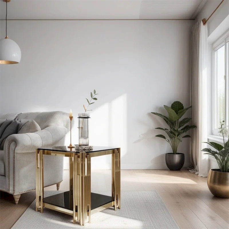 20 Stainless Steel Tempered Glass End Table